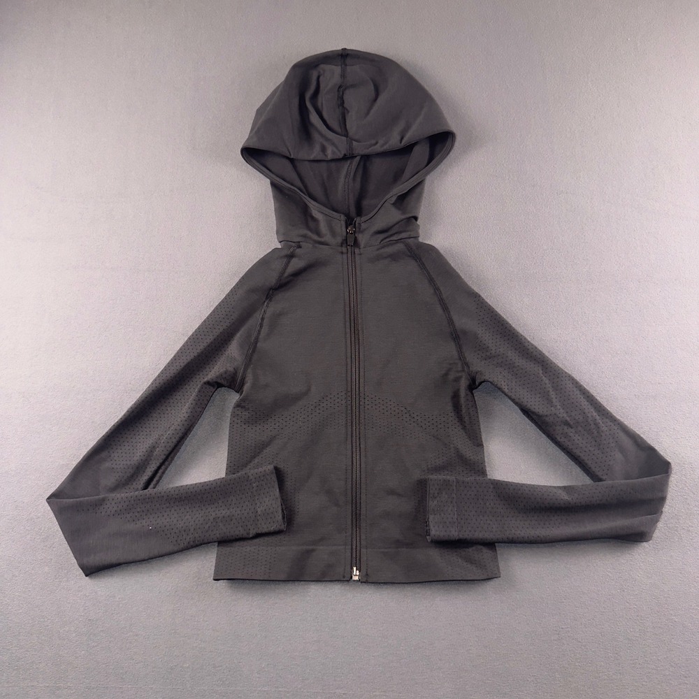 TALA Skinluxe Seamless Zip Up Hoodie Charcoal Grey Perforated Activewear XS